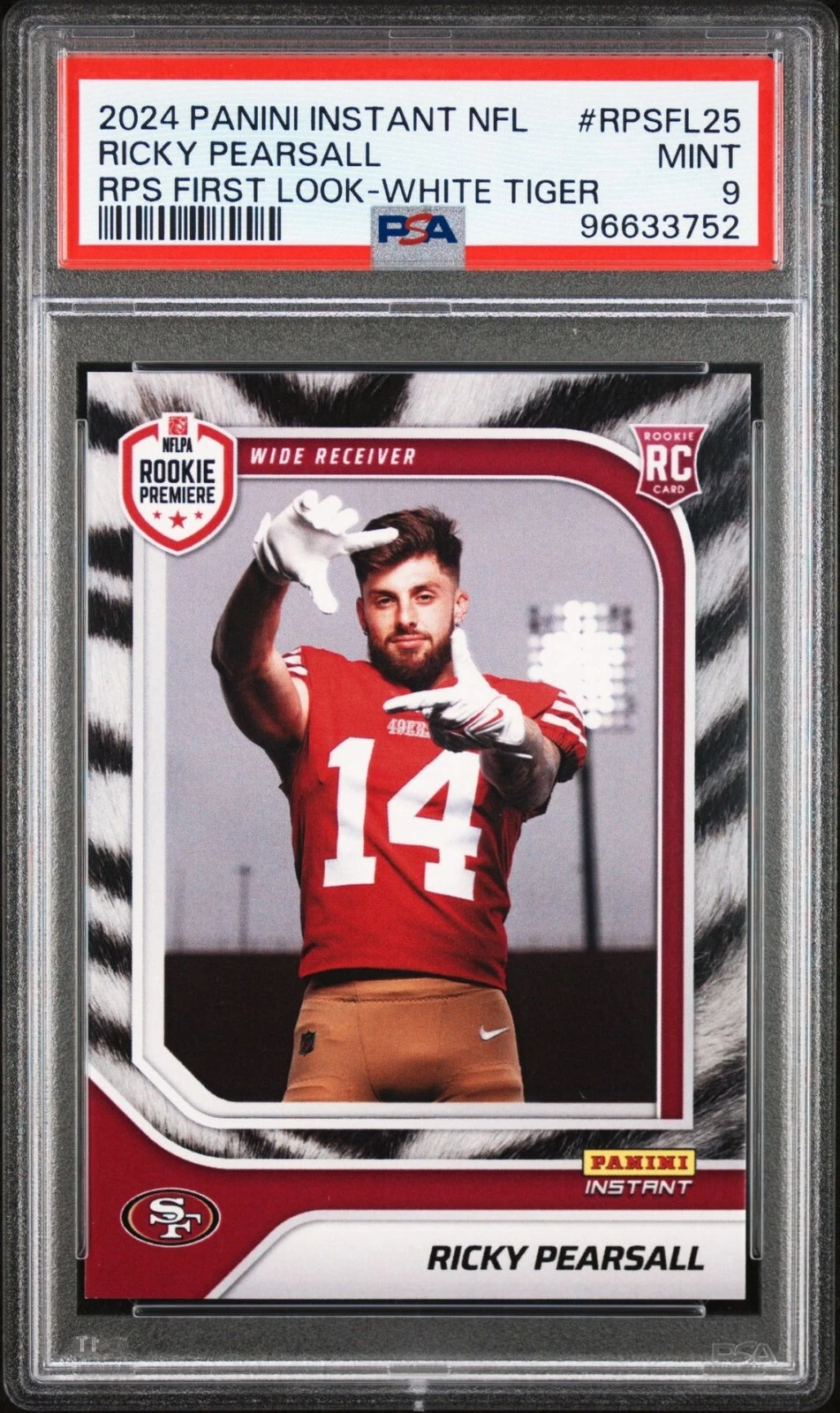 Ricky Pearsall Panini Instant NFL Rps First Look #RPSFL25 White Tiger