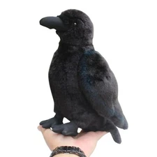 9.4'' Realistic Crow Plush Toy Cute Black Raven Plushie Soft Stuffed Animal Doll
