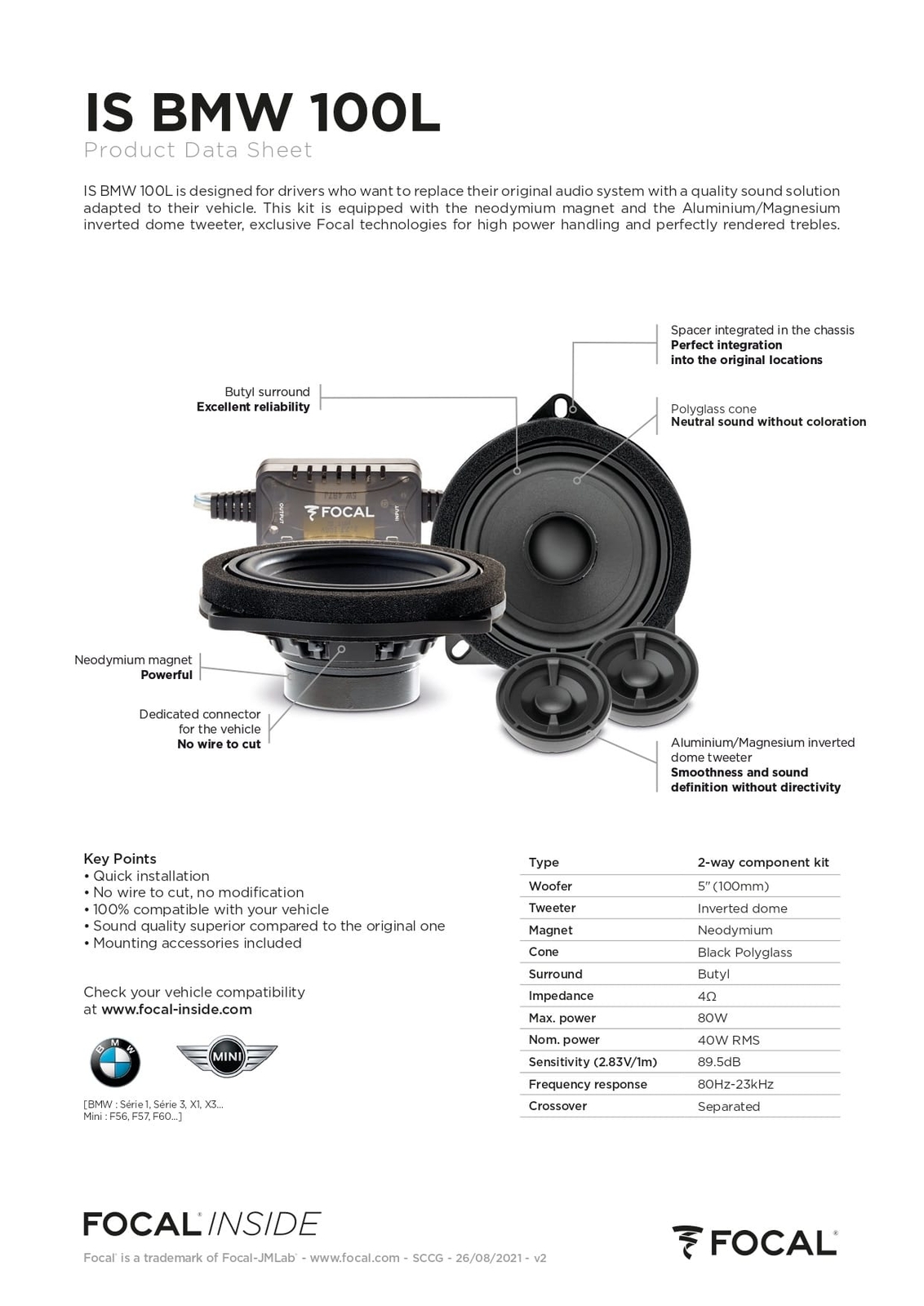 Haut parleur de voiture neuves Focal IC VW 165 (Neu und