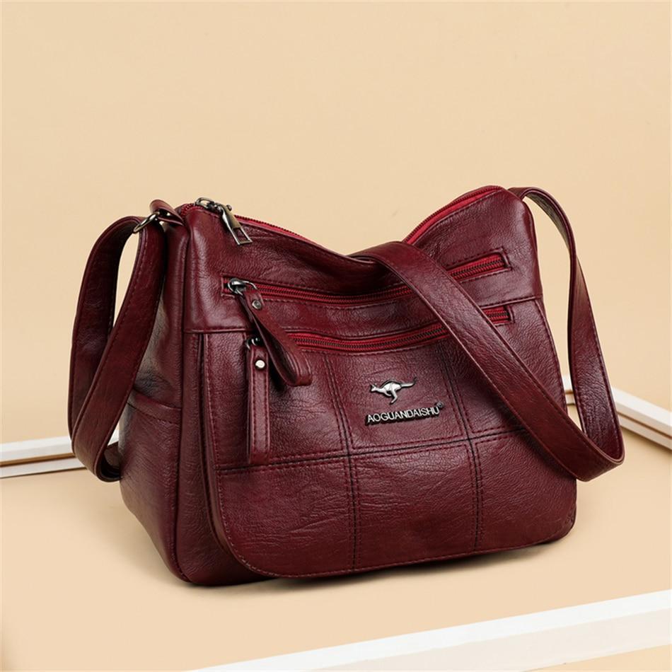 Women's Soft Leather Portable Shoulder With Pocket Vintage Bag