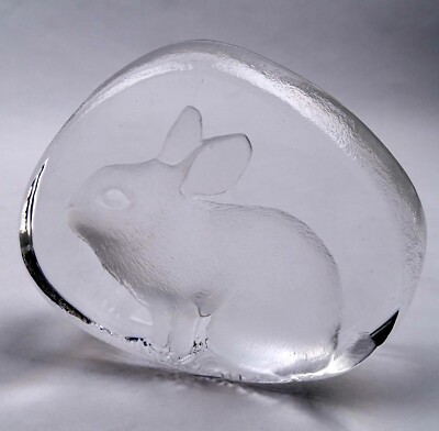 Mats Jonasson Schweden Kristall Hase signiert Miniatur Collection Kunstglas