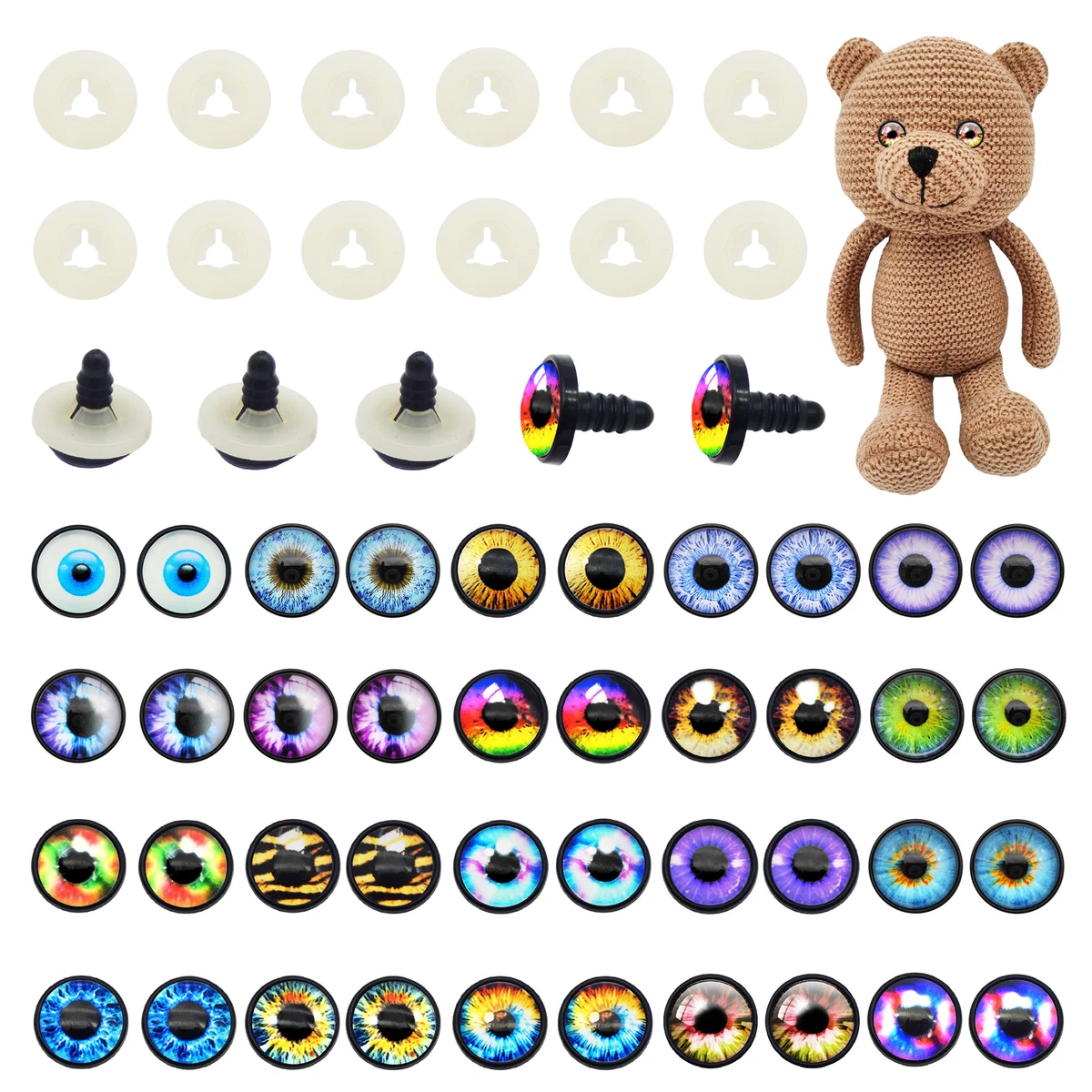 14-24 mm Mixed Safety Eyes Glass For Stuffed Animal Toy Doll Eyes Round  Pupils