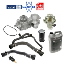 Water Pump Thermostat Upper Lower Hose Sensor Coolant Kit OES For BMW 745i 745Li