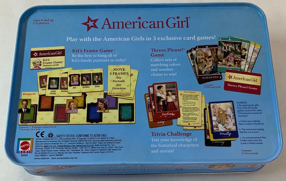 2007 Mattel AMERICAN GIRL CARD GAME COLLECTION in tin case ~ complete - Image 2 of 2