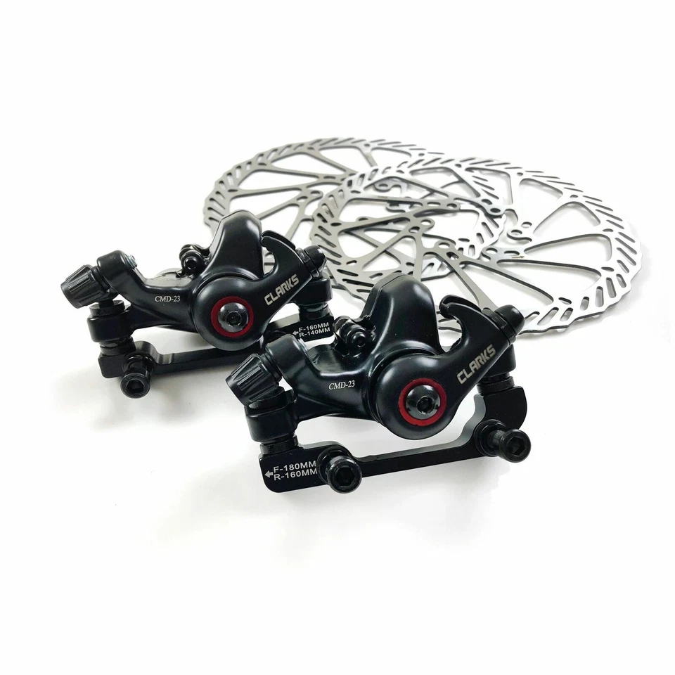 Clarks Mechanical Disc Brake Full Set MTB Hybrid 160mm rotors levers S/S cables - Image 2 of 4