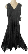 Taylor 10 Black Lace Dress Handkerchief Hem Sleeveless FairyGoth Witchy Romantic