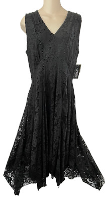 Taylor 10 Black Lace Dress Handkerchief Hem Sleeveless Witchy FairyGoth Romantic