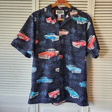 RJC Hawaiian Islands Brand Vintage Aloha Shirt Size L Classic Cars Made In...
