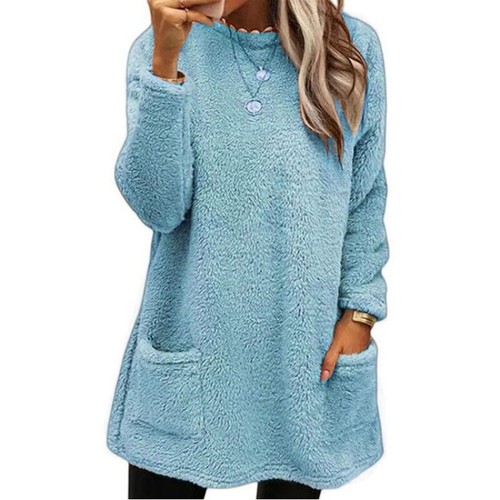 Woman Winter Fluffy Fleece Sweater Ladies Jumper Tunic Warm Plain Pullover Tops· - Picture 17 of 22