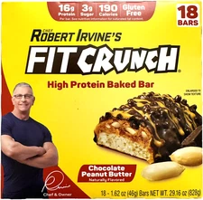 Fit Crunch High Protein Bars Baked P/B Chocolate 18-Pack Robert Irvine EXP: 8/26