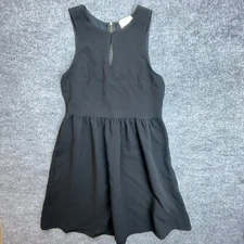 Everly Dress Women's Large Black Shift Keyhole Sleeveless Zip Back Flare Mini