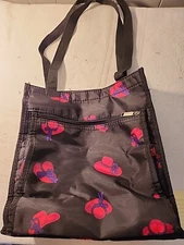 Red Hat Society Tote Bag Black with Red and Purple Hats 