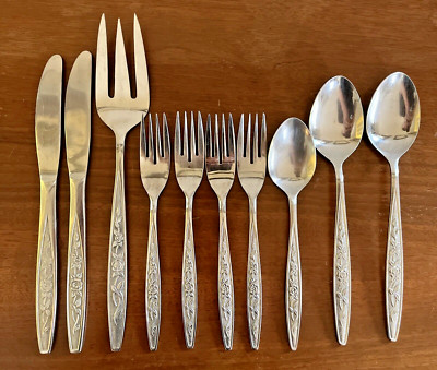 Riviera Stainless Floral Design Roses Japan Flatware 10 Misc Pieces