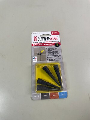 Screw It Again 4 Pack Masonry Anchors for Concrete, Block, Brick, Tile