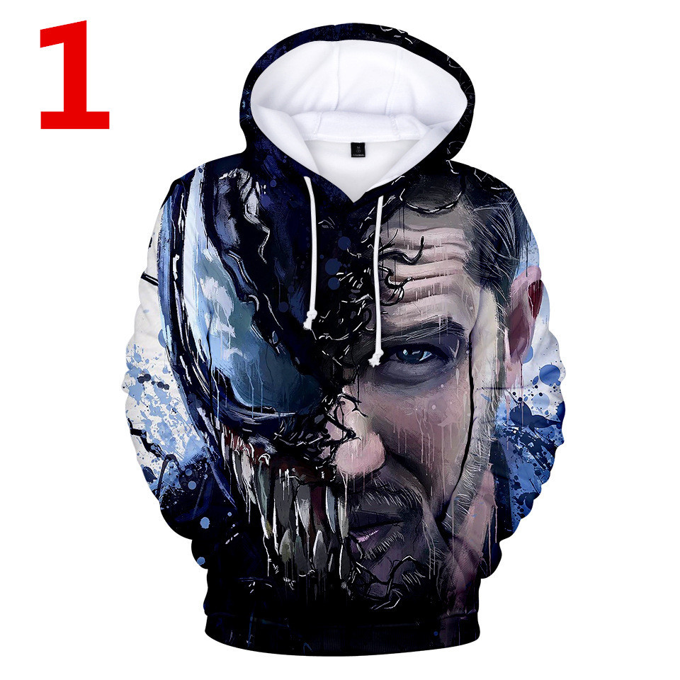 2018 Venom SpiderMan Hoodie 3D Print Pullover Sweatshirt Coat