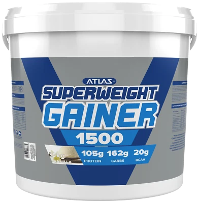 ATLAS SUPER WEIGHT MASS SIZE GAINER GAIN 5KG VANILLA FLAVOUR 1500 CALORIES