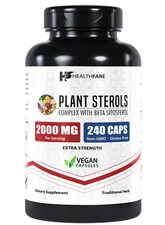 Plant Sterols 2000mg | 240 Count Maximum Strength Beta Sitosterol by Healthfare