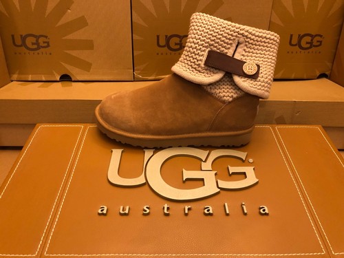 Nueva bota de gamuza de piel de oveja UGG Shaina para mujer 1012534 negra gris castaño tejida alta - Imagen 12 de 27
