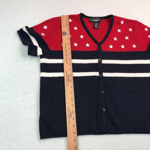 Vintage Sweater Womens Large Petite Stars And Stripes Grandma Norton Patriotic - Picture 16 of 17