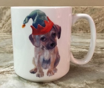 Cute Christmas Puppy Coffee Mug. Dear Santa Or Wish List You Choose. New.