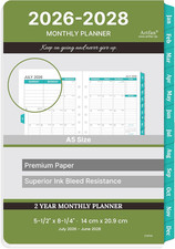 2026-2028 Monthly Planner Refill - Planner Inserts with 7-Hole Punched, 5-1/2" X