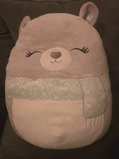 Squishmallows Kellytoy Plush 16" Thenka Polar Bear With Mint Scarf