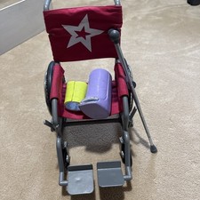 American Girl Doll Wheelchair  Crutches Set   Pink/Gray 18  Doll Accessories