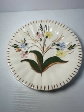 Blue Ridge Southern Potteries saucer plates set of 2 Pink, Yellow, Blue Flowers