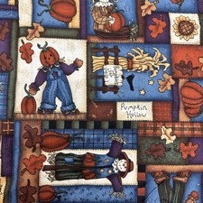 VTG Leslie Beck Cranston VIP Fabrics Halloween Scarecrow Fabric 44"x24" 34