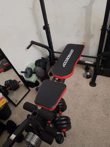 Oppdecor Adjustable Foldable Weight Bench, Black/Red, 660 lb Max User Weight