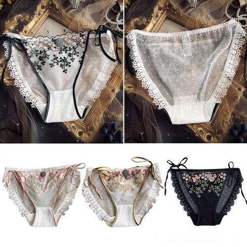 Ladies Lace Thong G-String Mesh Panties Knickers Lingerie Tie-Side Underwear - Foto 1 di 18