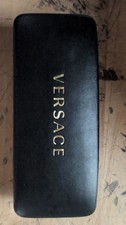 Versace black Hard Leather Clamshell Sunglasses eyeglasses