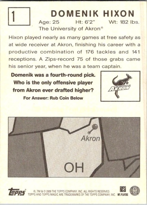 2009 Topps Magic #1 Domenik Hixon - Image 2 of 2