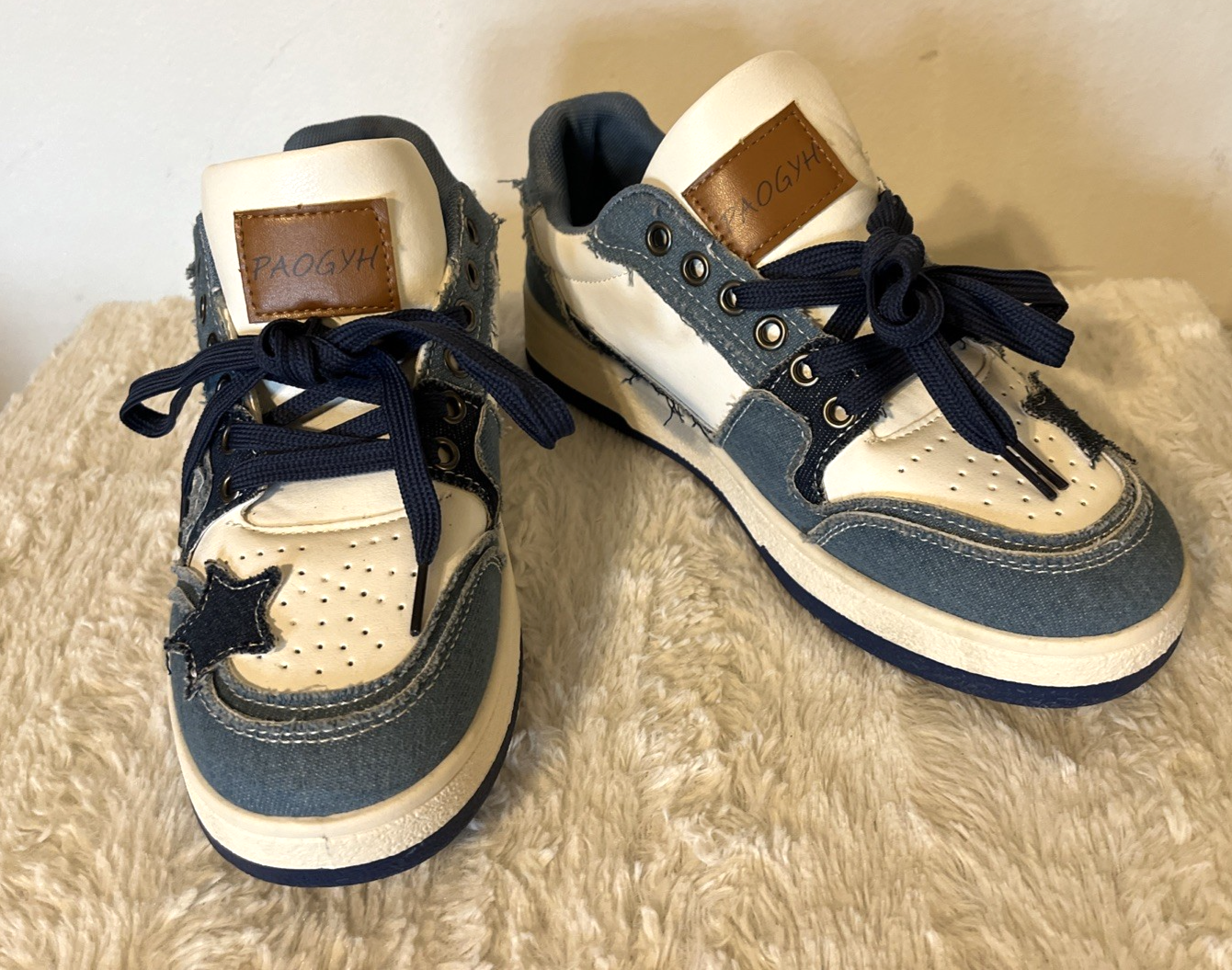 SAOLA Scarpe stringate sneakers Paogyh blu denim e stelle ragazzo taglia 39 US 6 5