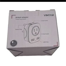 VINTAR British Travel Plug Adapter UK to US WS-07-2U with USB Ports