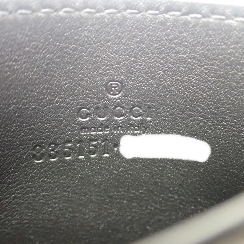 GUCCI Imprint Card Case Grained Leather Black Unisex ISY image 7