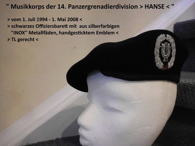 '' Musikkorps der 14. Panzergrenadierdivision '' Offiziersbarett   Gr.59  aus 1995