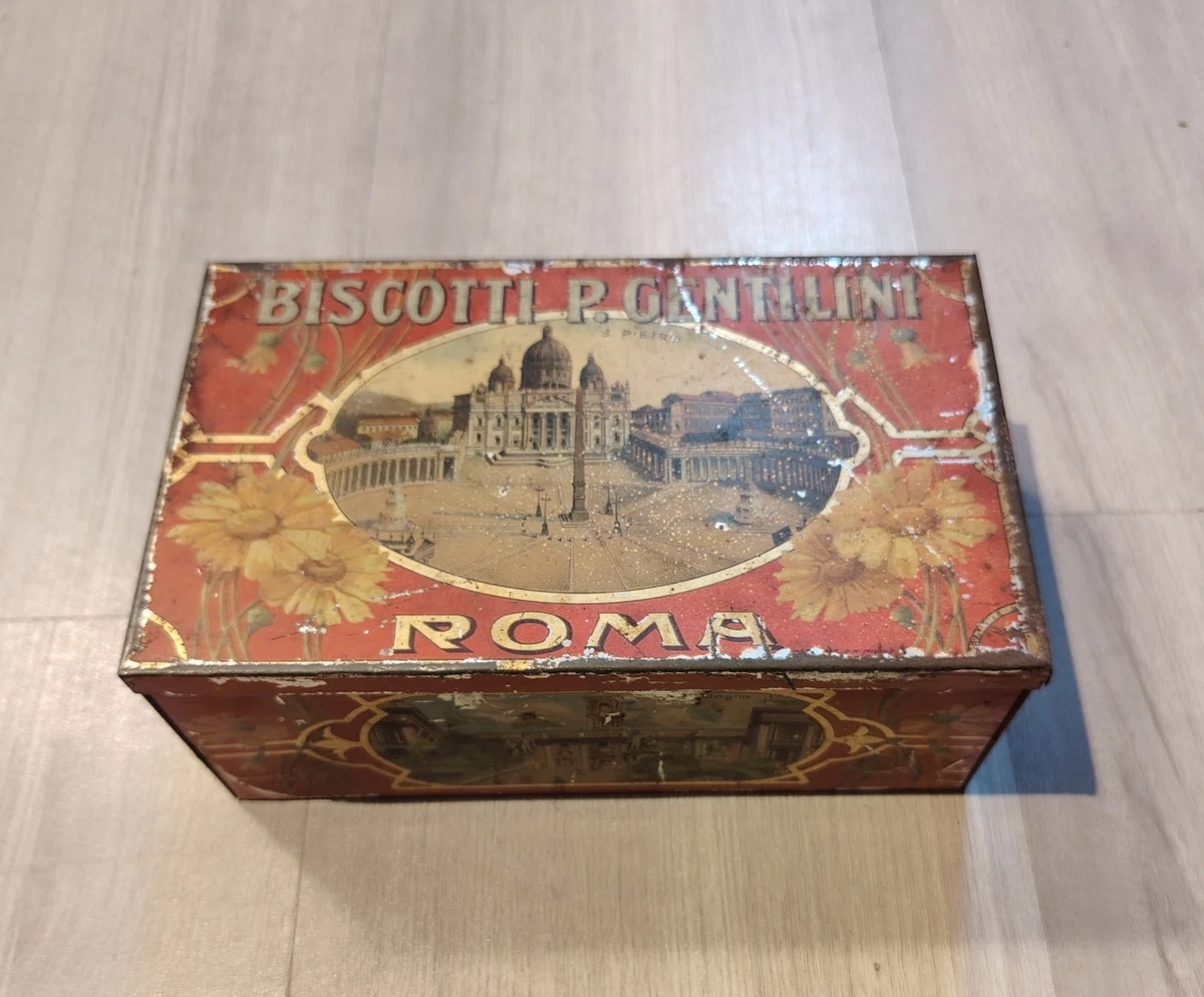 SCATOLA DI LATTA F.LLI MARINAI FIRENZE BISCOTTINI WAFERS CIOCCOLATO VINTAGE