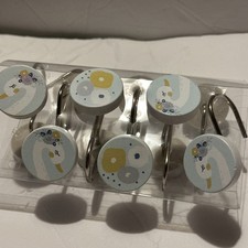 Home Swan Themed Shower Curtain Hooks blue, yellow, and grey 12pc