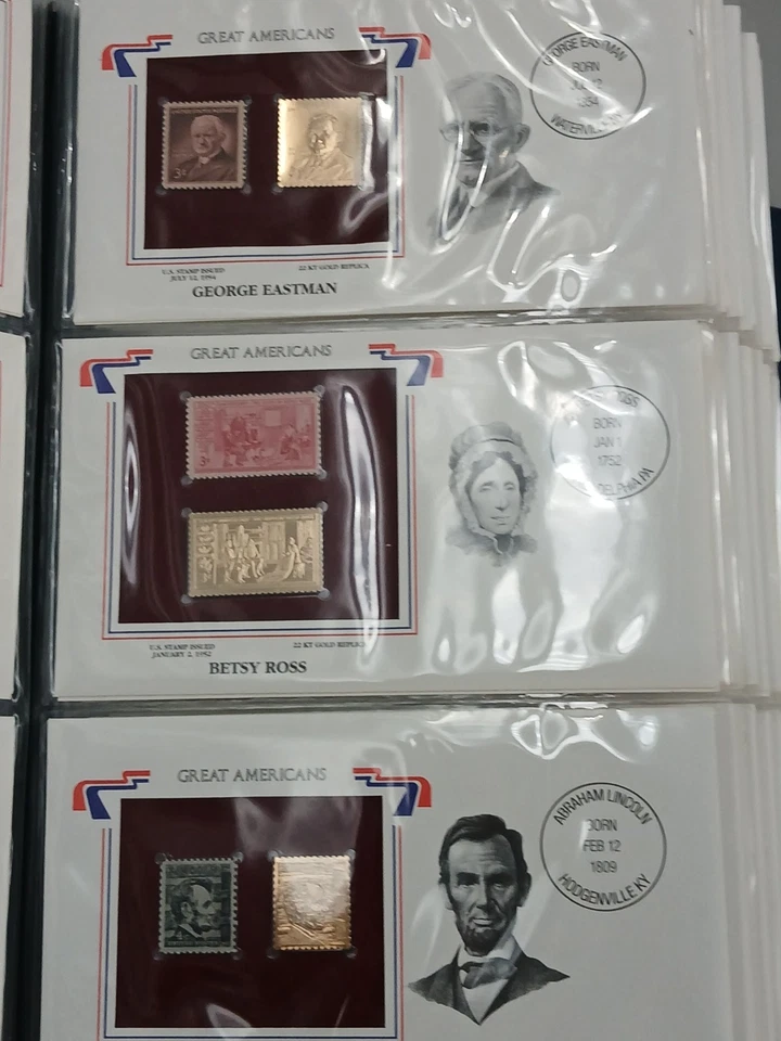 Great Americans On United States Stamps 100 Stamps & 22K Gold Replicas Album Set - Image 4 of 4