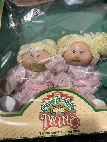 Cabbage Patch Kids Twins 1985 Limited Edition Blonde Curly Hair Dolls w/ Box
