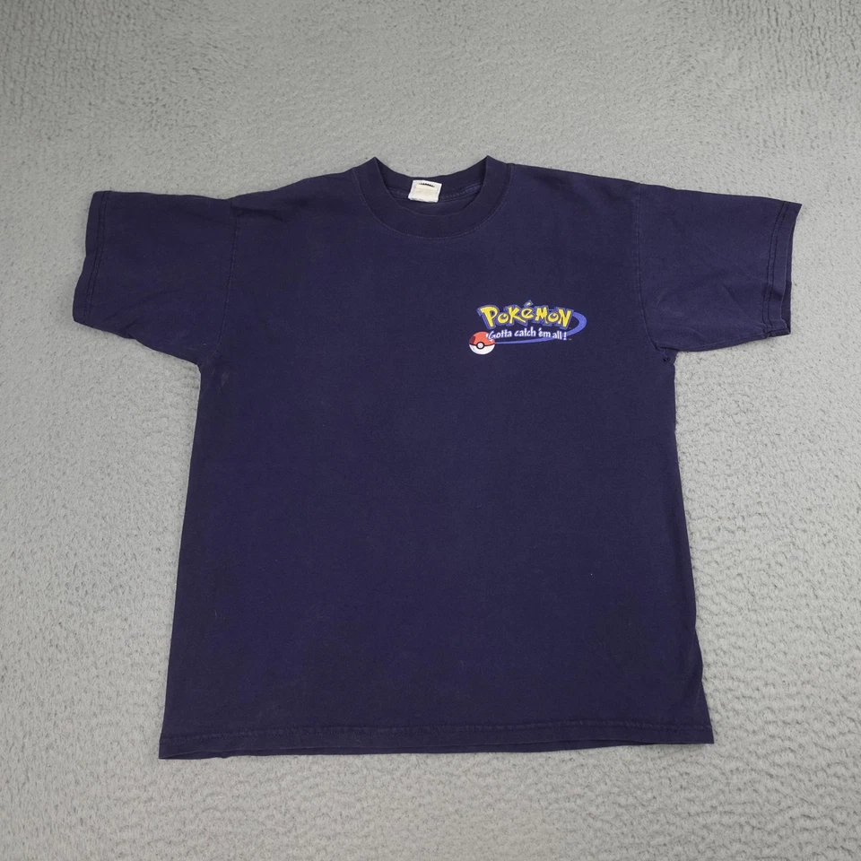 Camisa Pokemon Vintage Juvenil Extra Azul Grande Ceniza Pikachu Squirtle Charmander Años 90 Foto 2 de 4
