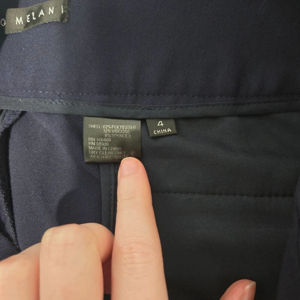 Pantalones de vestir Antonio Melani para mujer azul marino pierna recta talla 4 carrera empresarial Foto 4 de 4