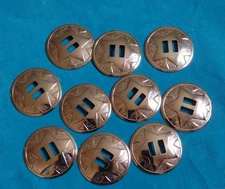 NOS Western Nickel Plated Slotted Round Star Conchos (1 1/2") Pack of 10 