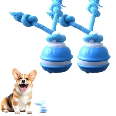 Interactive Dog Toys Ball, Smart Electric Dog Toy with Ropes, Automatic Rolling