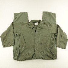 Vintage US Army Coveralls Mens Large Green Sateen Type 1 Utility Jumpsuit 80s