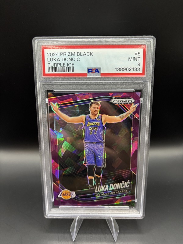 2024-25 Panini Prizm Black-Luka Dončić #5 Purple Ice Prizm /149 PSA 9
