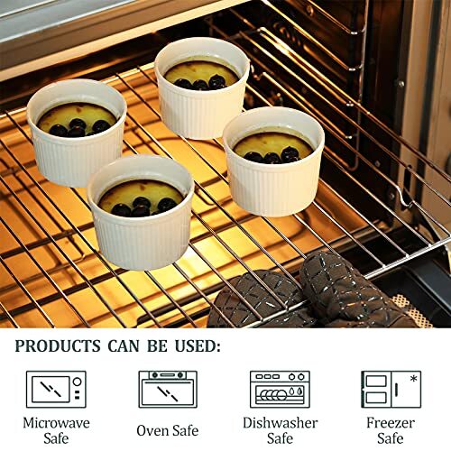 Ramekins 4 Ounces Porcelain Souffle Dishes Set For Baking Souffle