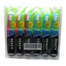6 x Reach Toothbrush Crystal Clean MEDIUM Toothbrushes Bristles