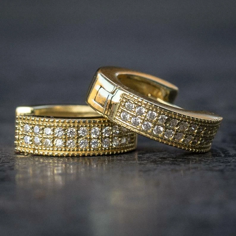Cubic zirconia hoop deals earrings yellow gold